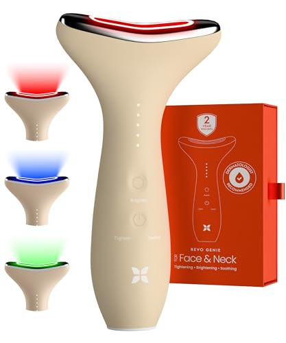 REVO Genie Facial Massager for Face and Neck, LED Beauty Device with Heat and Vibration, Depuffing Sculpting Tool with Red Blue Green Light Modes for Skincare Routine | Amazon (US)