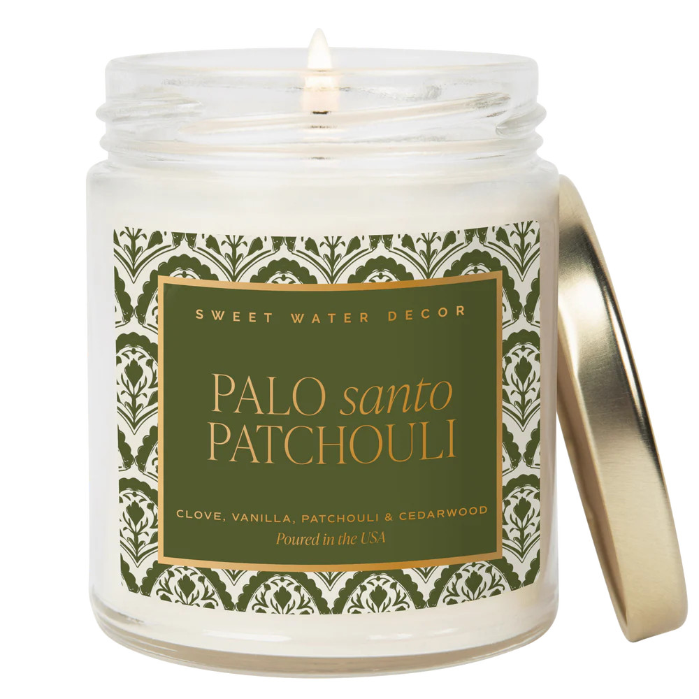 Palo Santo Patchouli Soy Candle | Luxury Aromatherapy Fragrance | Sweet Water Decor, LLC