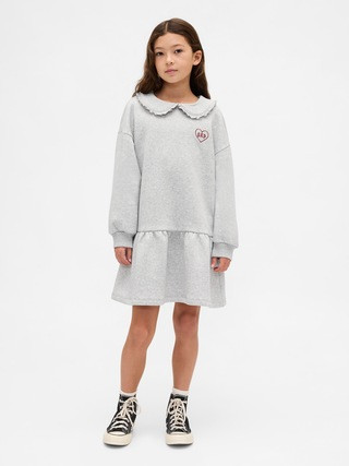 Kids Oversized Ruffle Collar Logo Sweatshirt Dress | Gap (CA)