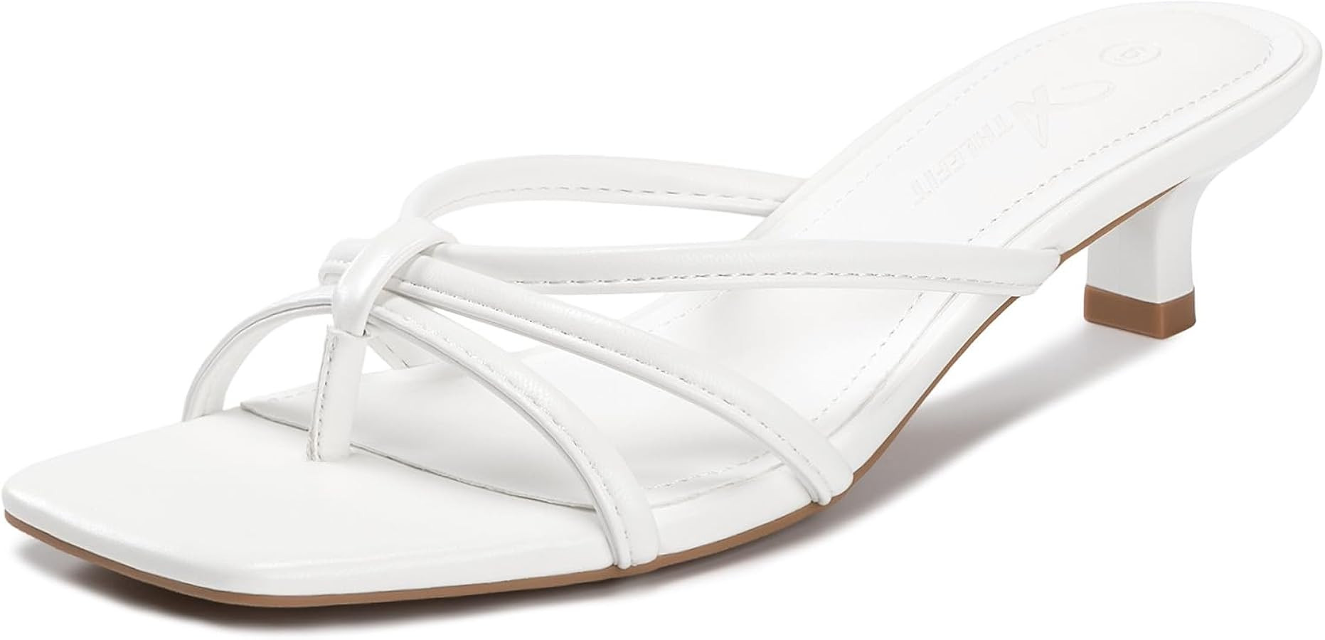 Athlefit Women's Strappy Kitten Heels Square Toe Flip Flop Low Heels Slip On Thong Heeled Sandals | Amazon (US)