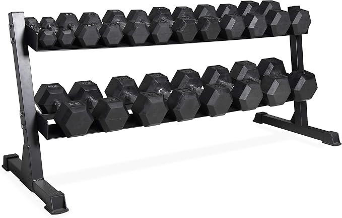 CAP 280 LB, 550 LB, 1200 LB Dumbbell Set with Horizontal 2-3 Tier Rack, Rubber Hex Free Weights, ... | Amazon (US)
