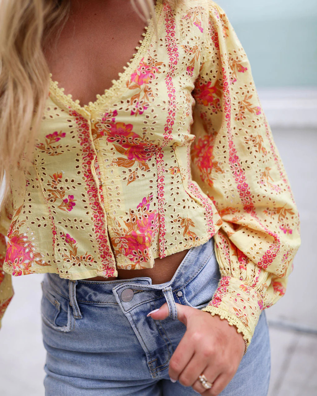 Blossom Eyelet Top - Summer Lemonade | cocolillys