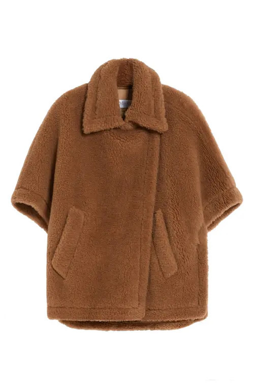 Max Mara Tebe Teddy Bear Cape in Camel at Nordstrom | Nordstrom