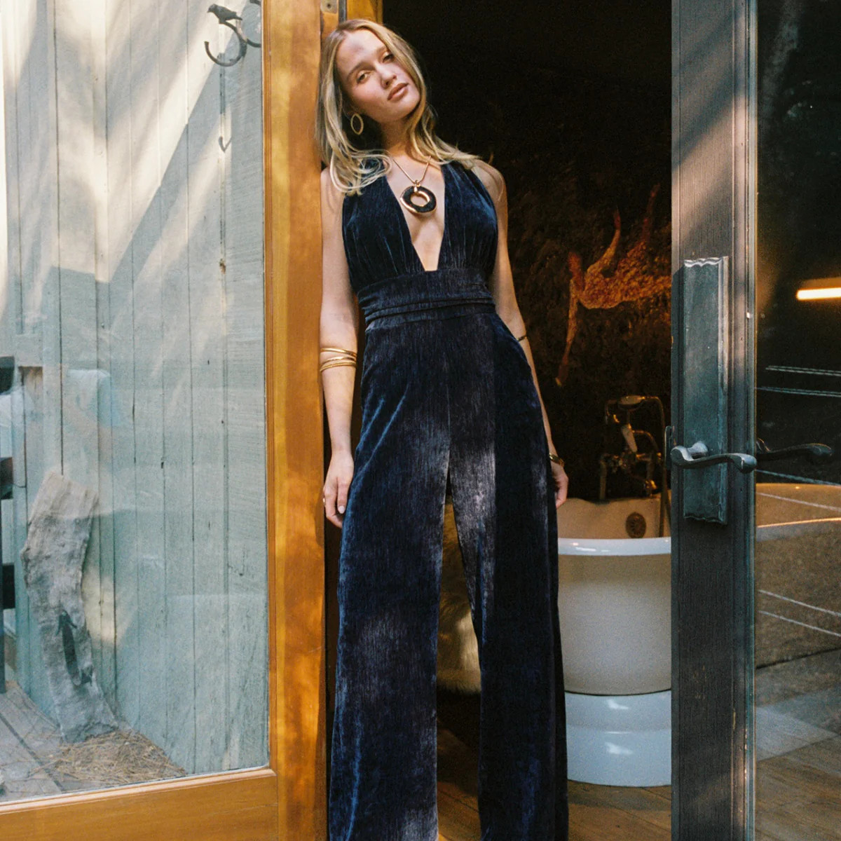 Limelight Midnight Velvet Halter Jumpsuit | 12th Tribe