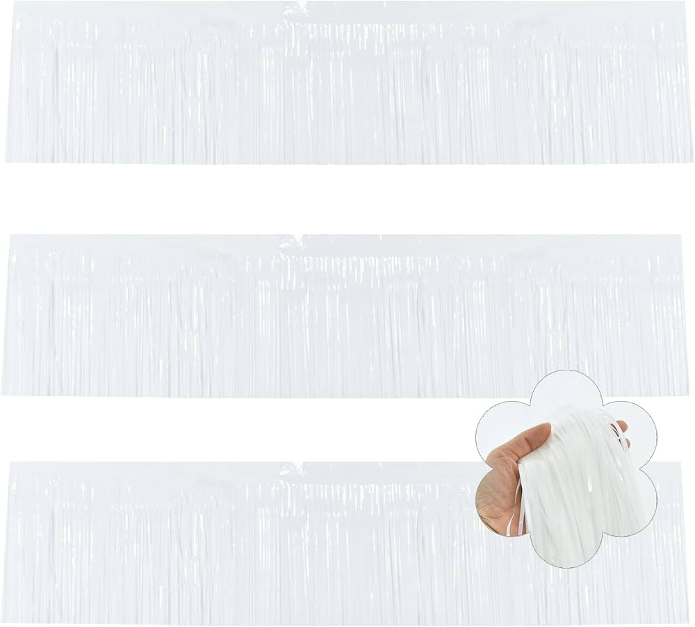 BEISHIDA 3 Packs Metallic Foil Fringe Garland Macaron White Wall Hanging Tinsel Fringe Banners fo... | Amazon (US)