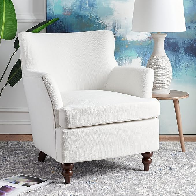 Safavieh Home Collection Levin White/Walnut Accent Club Chair ACH4008B | Amazon (US)