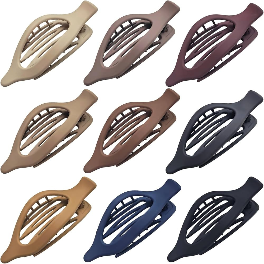 9 Pack Flat Hair Clips for Women, Matte Claw Clips for Thick & Thin Hair (Multicolor) | Amazon (US)