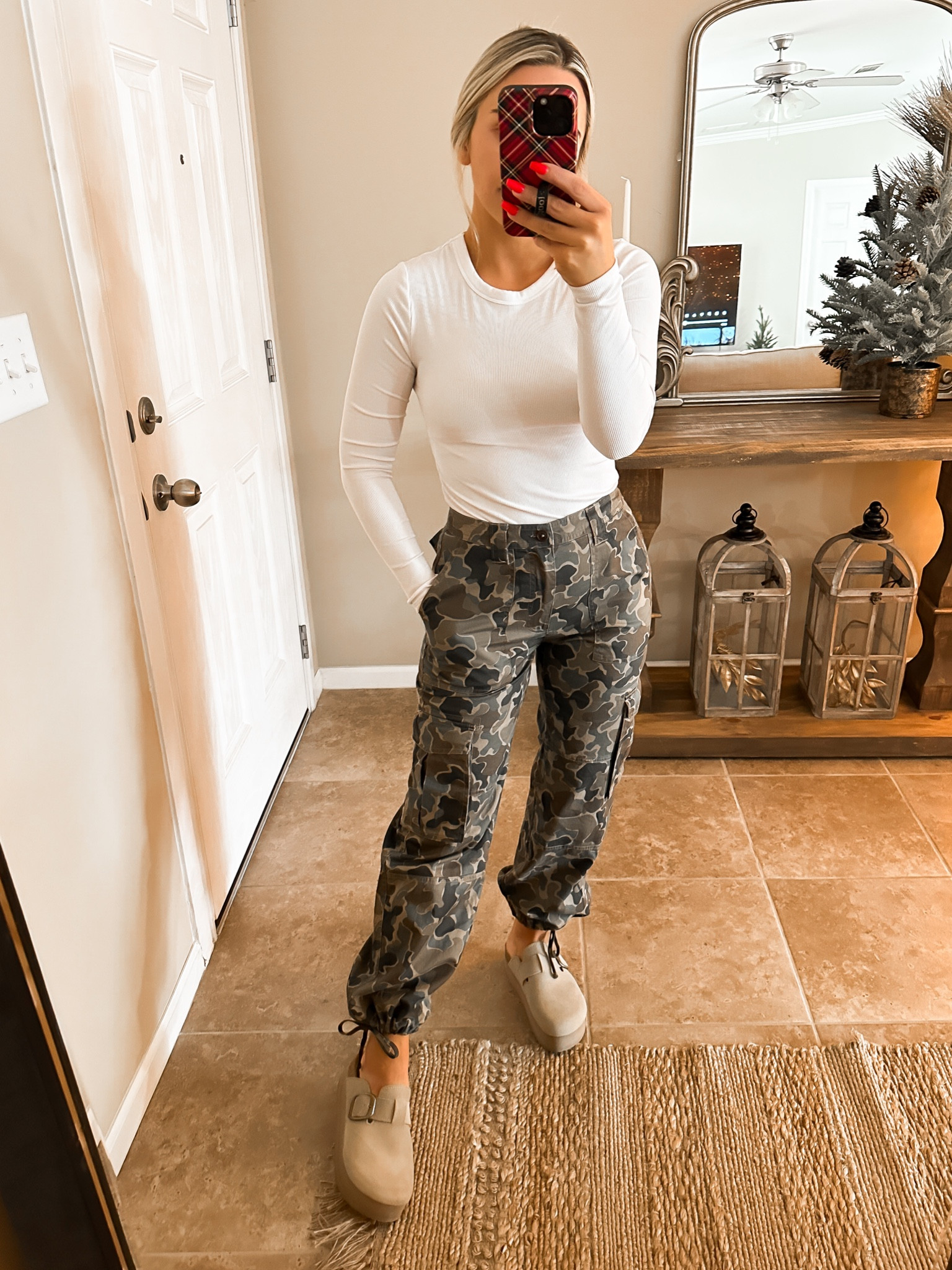 Long sleeve shirt, size small $8. These camo joggers are from Abercrombie, but they no longer have the exact ones I’m wearing, but I did link a lot more similar options that are very cute.  Shoes size up 1/2 size is in between sizes.

#LTKfindsunder50 #LTKshoecrush #LTKsalealert
