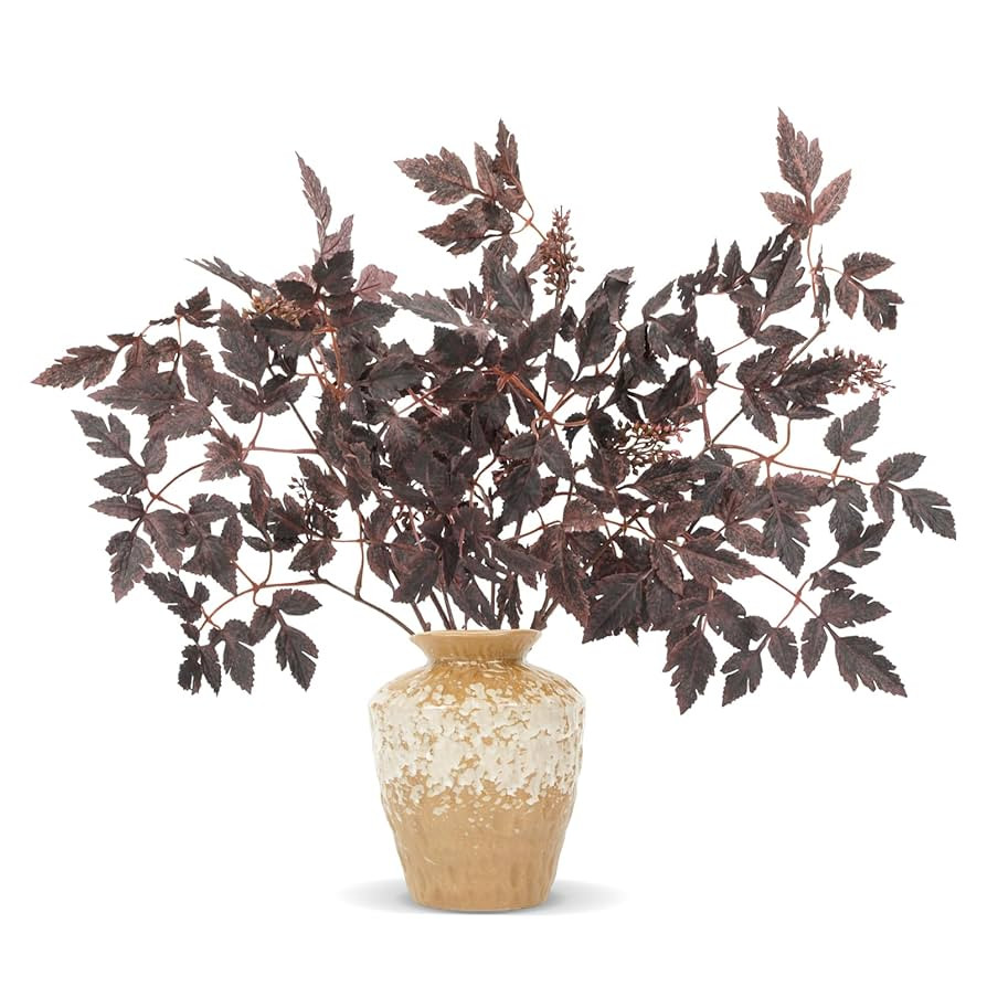 Fall Decor Artificial Cimicifuga 4 Bundles 24 Inches Tall, Deep Purple Faux Flowers with Bendable... | Amazon (US)