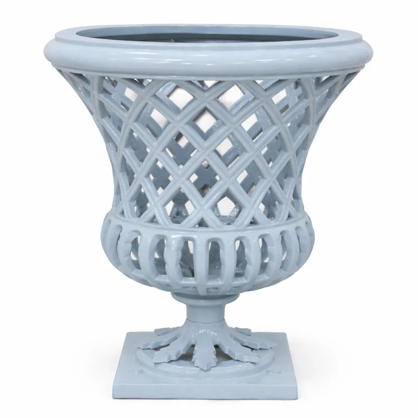 16" Soft Blue Lattice Urn | The Enchanted Home