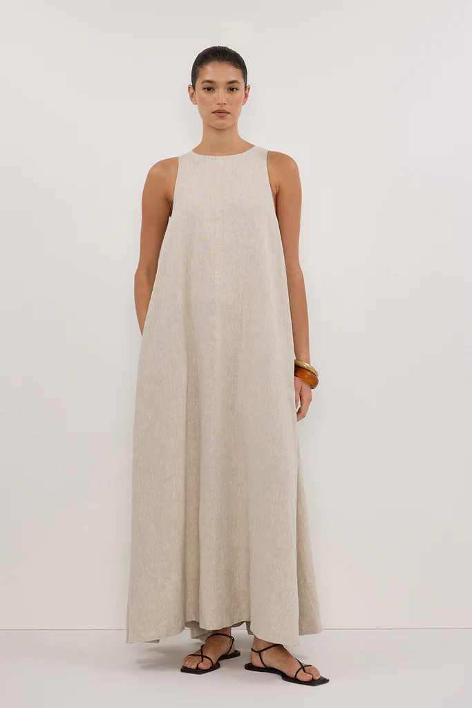 ISABELLE NATURAL LINEN MIDI DRESS | DISSH