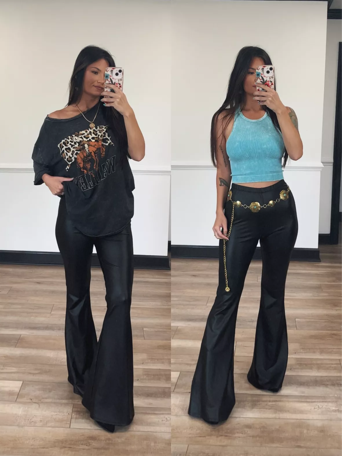 Layla Leather Flare Bell Bottoms curated on LTK