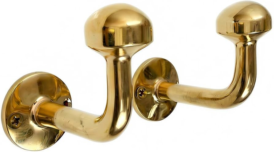 Set of 2 Unlacquered Brass Wall Hooks for Hanging, Handmade Decorative Coat Hanger | Heavy Duty B... | Amazon (US)