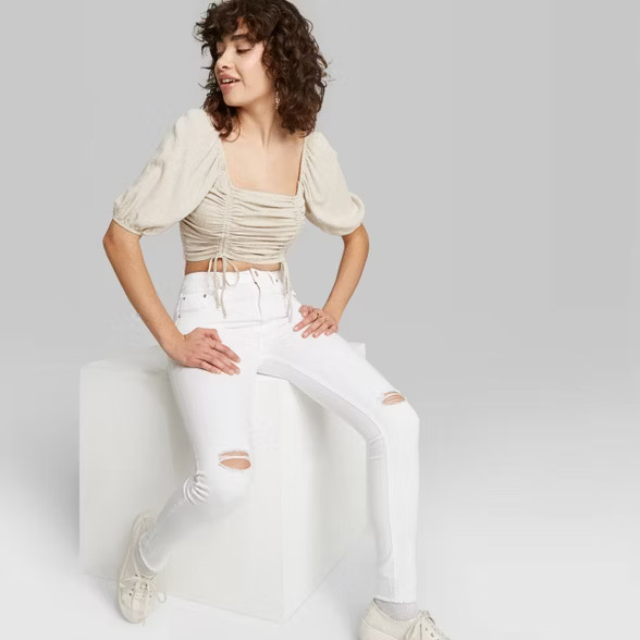 Women's High-Rise Distressed Skinny Jeans - Wild Fable™ White | Target