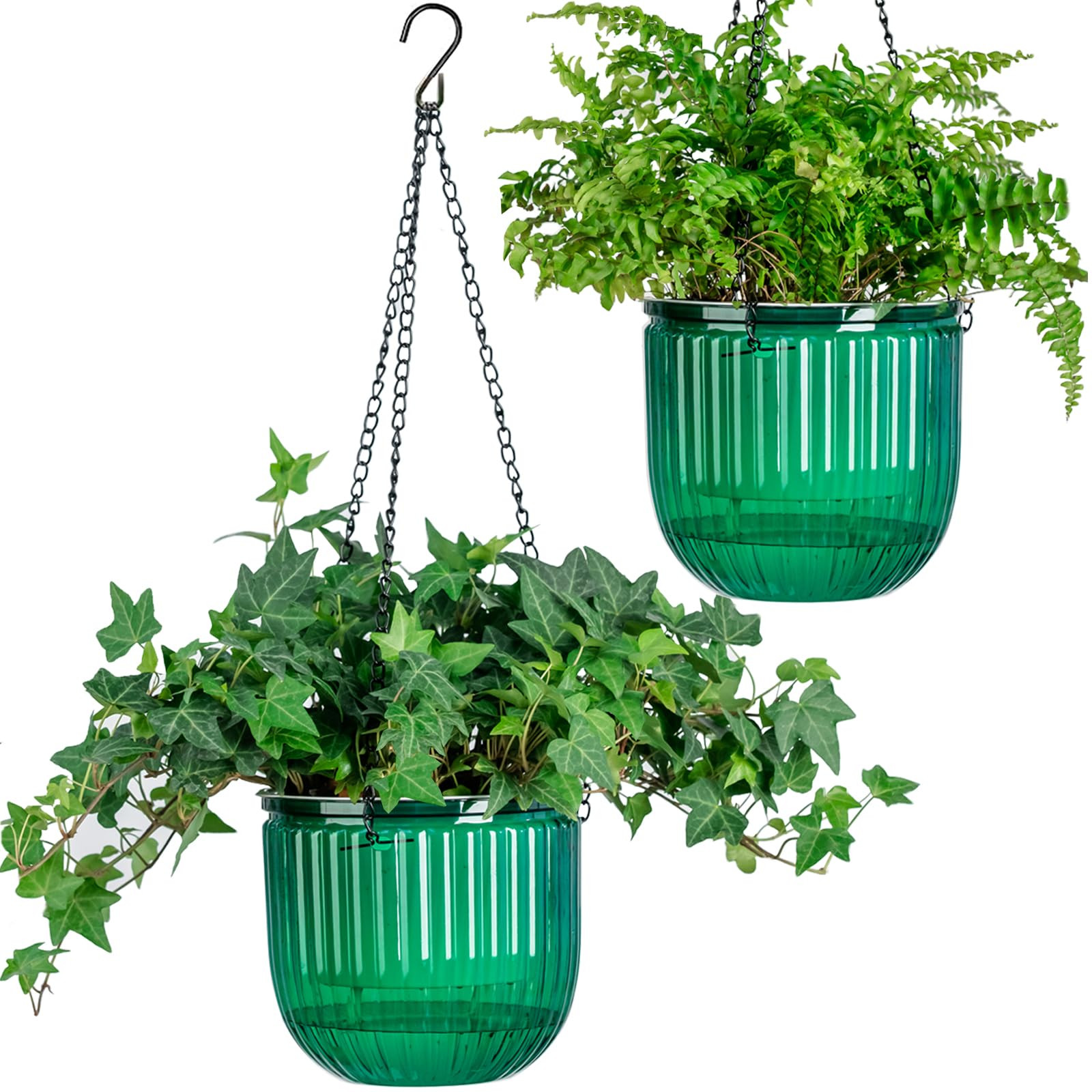 6.5 Inch 2 Pcs Self Watering Hanging Planter Indoor Plant Pots Drainage Holes, Outdoor Hanging Pl... | Amazon (US)