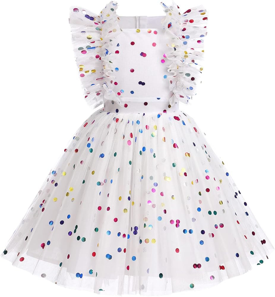 Kids Girls Confetti Birthday Princess Dress Ruffle Sleeve Boho Cake Smash Photo Shoot Outfit 3-10... | Amazon (US)