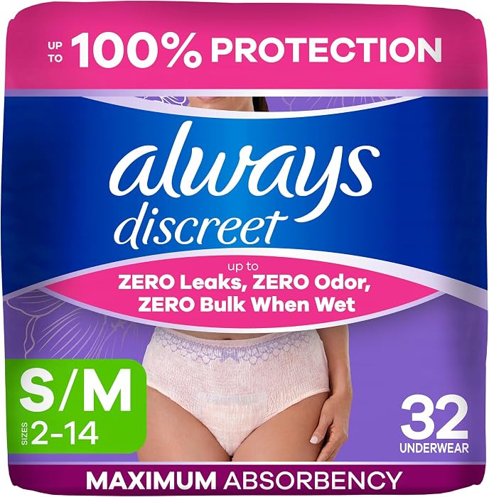 Always Discreet Adult Diapers for Women, Incontinence Underwear, Postpartum Essentials, Disposabl... | Amazon (US)