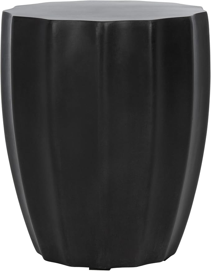 SAFAVIEH Outdoor - Jaslyn Accent Stool - Black Concrete - Modern Sculptural Drum Design - Ideal f... | Amazon (US)