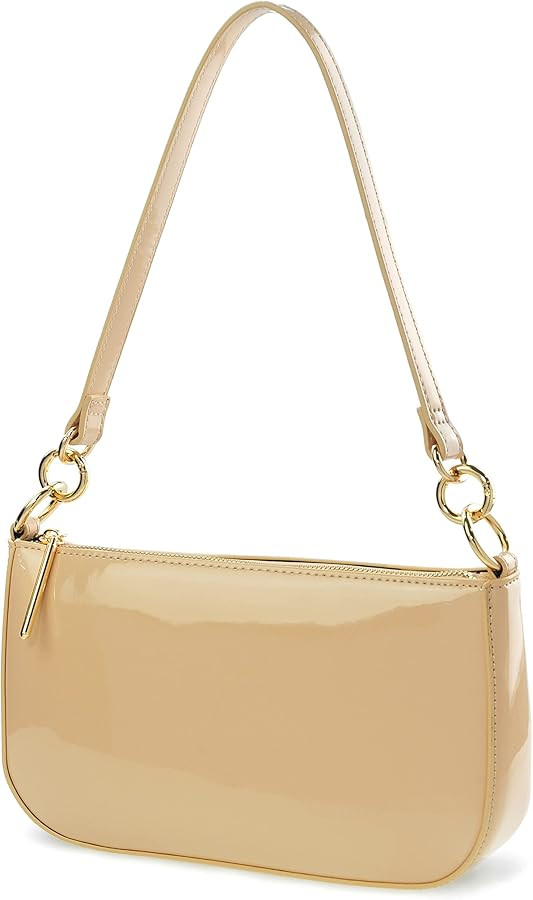 HOXIS Glossy Faux Patent Leather Women Shoulder Bag Shiny Clutch Crossbody Bag 90s Purse | Amazon (US)