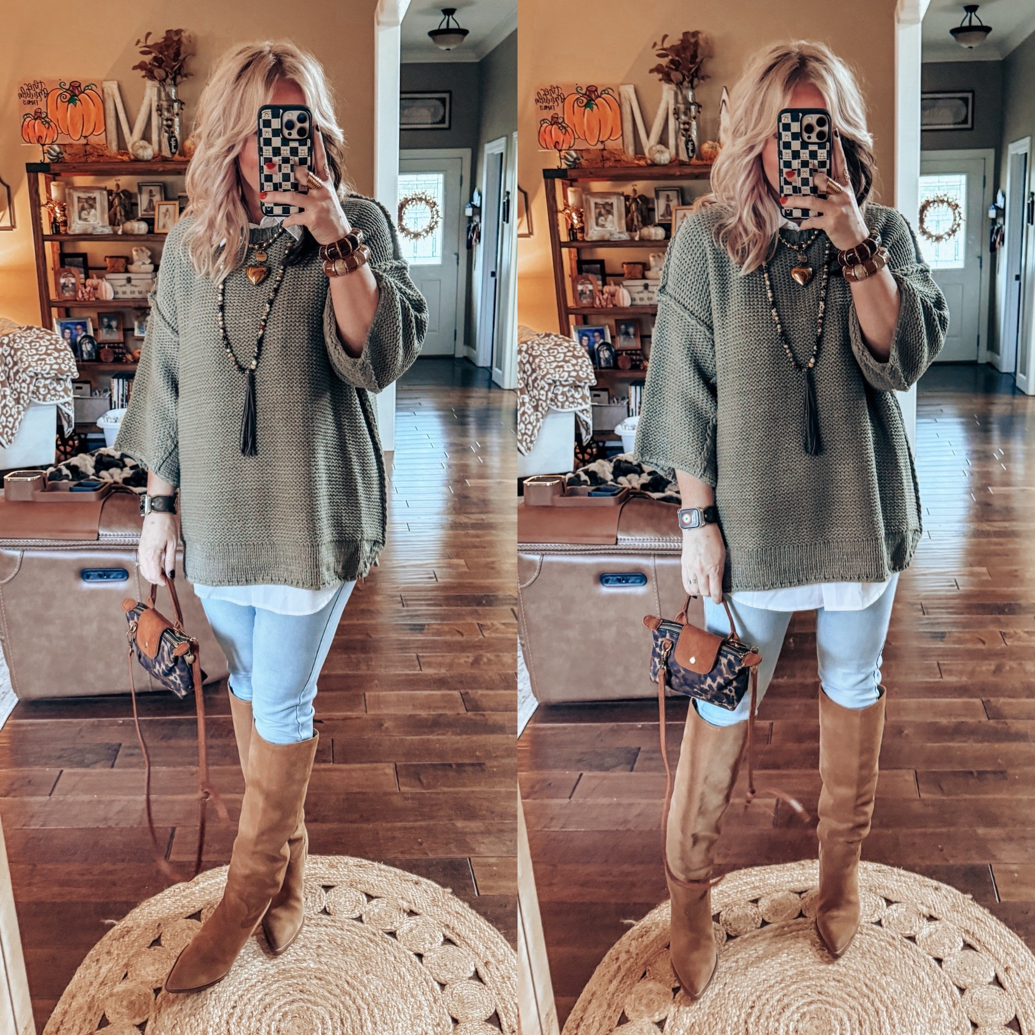 Love this sweater! It comes in 3 colors and is perfect for fall! I love to layer with these pieces to add length or to add a collar with the button up! My sweater is a medium and my jeans I size up in. 
✨Save with code MANDIE20MAULDIN @threebirdnest
✨Save on bracelets with code MANDIE25 @shopbeljoy 
✨Save on Earrings & Heart Necklace with code MANDIE20 @twistedsilver 

#LTKOver40 #LTKFindsUnder100 #LTKStyleTip