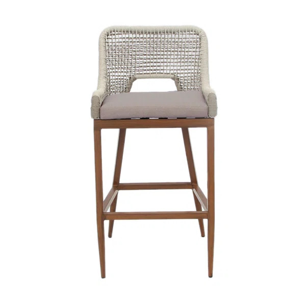 Myla Patio Metal Frame Bar Stool with Cushion | Wayfair North America