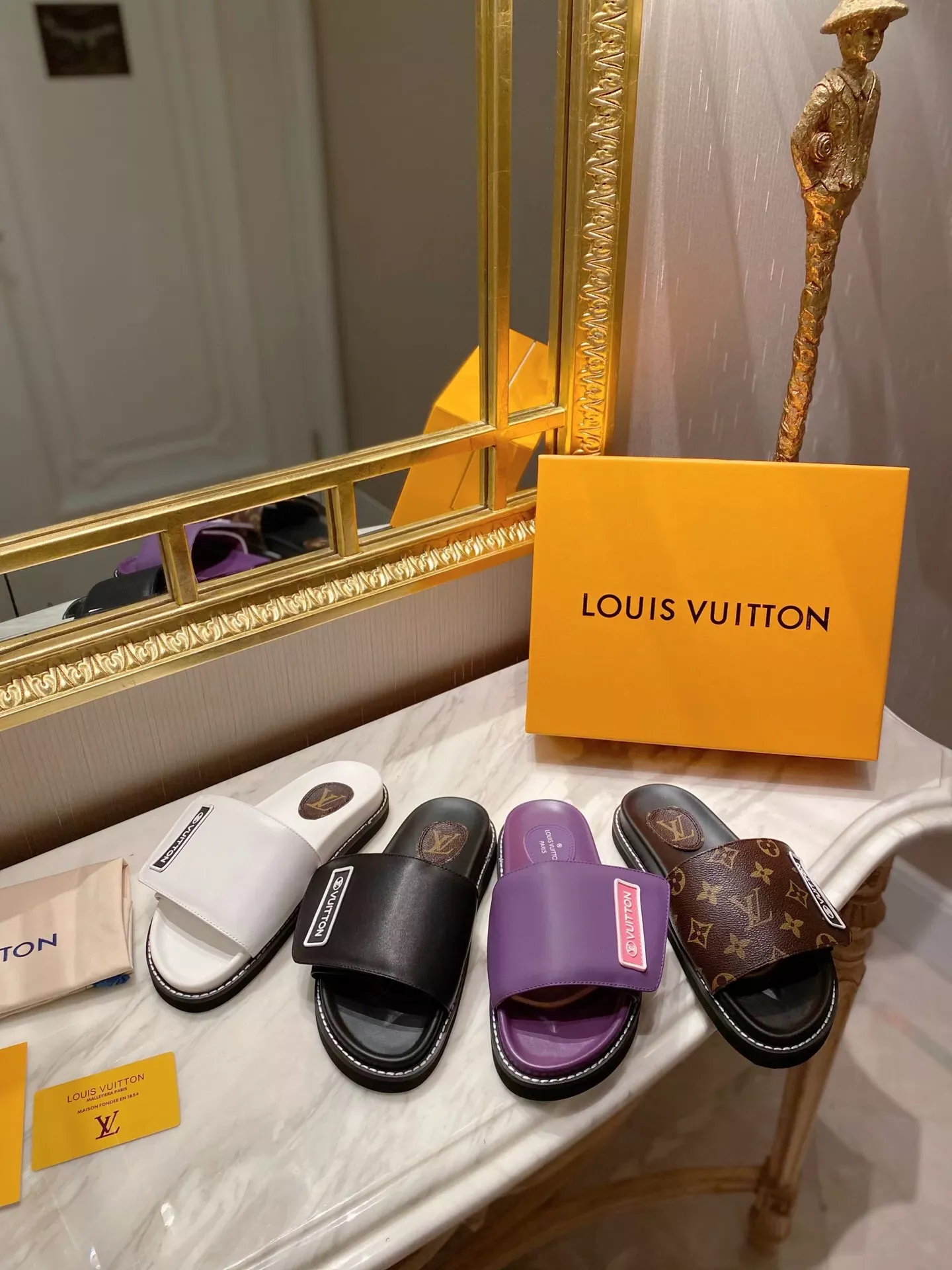 Louis Vuitton Blue Since 1854 Jumbo Flatform Mules Size 6