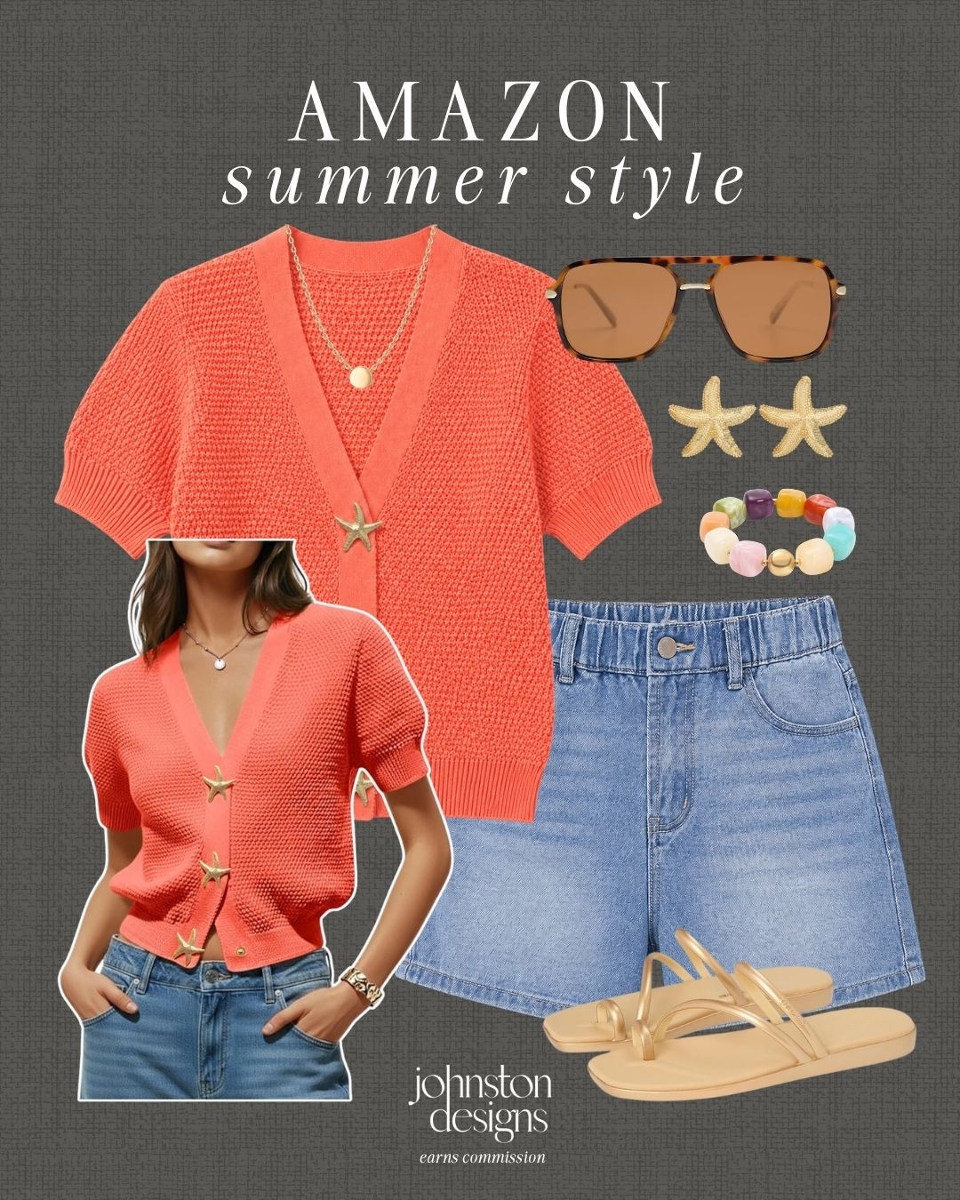 Bright Amazon summer style with a coral knit top, denim shorts and beachy accessories that feel fun and easy. Love this for vacation days, weekend plans or a casual sunny outfit. ⭐

Amazon summer style, coral top, denim shorts, starfish jewelry, summer sandals, sunglasses, beaded bracelet, casual outfit, vacation look, beachy style, weekend outfit, warm weather, summer fashion, affordable finds, everyday style, coastal outfit 

 #LTKootd #LTKSeasonal #LTKTravel