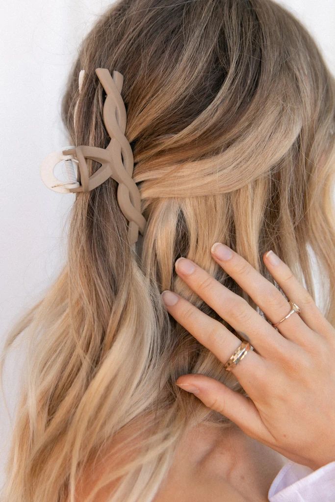 Connie Two Tone Hairclip - White/Tan | Petal & Pup (US)