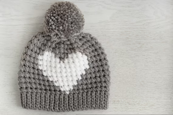 Crochet Pattern - Hunter Heart Hat by Lakeside Loops (includes Baby, Toddler, Kids, and Adult siz... | Etsy (CAD)