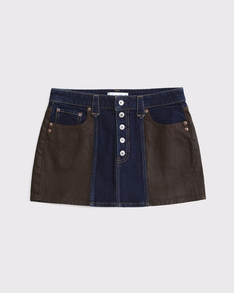 Women's Curve Love Mixed Fabric Denim Mini Skirt | Women's Abercrombie x Kemo Sabe | Abercrombie.... | Abercrombie & Fitch (US)
