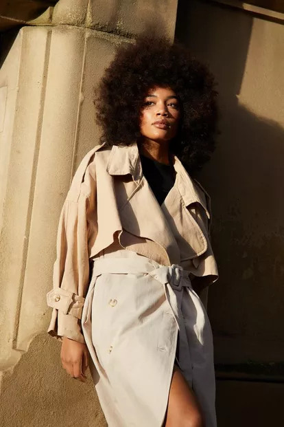 Two Tone Oversized Belted Trench Coat | Nasty Gal (US)