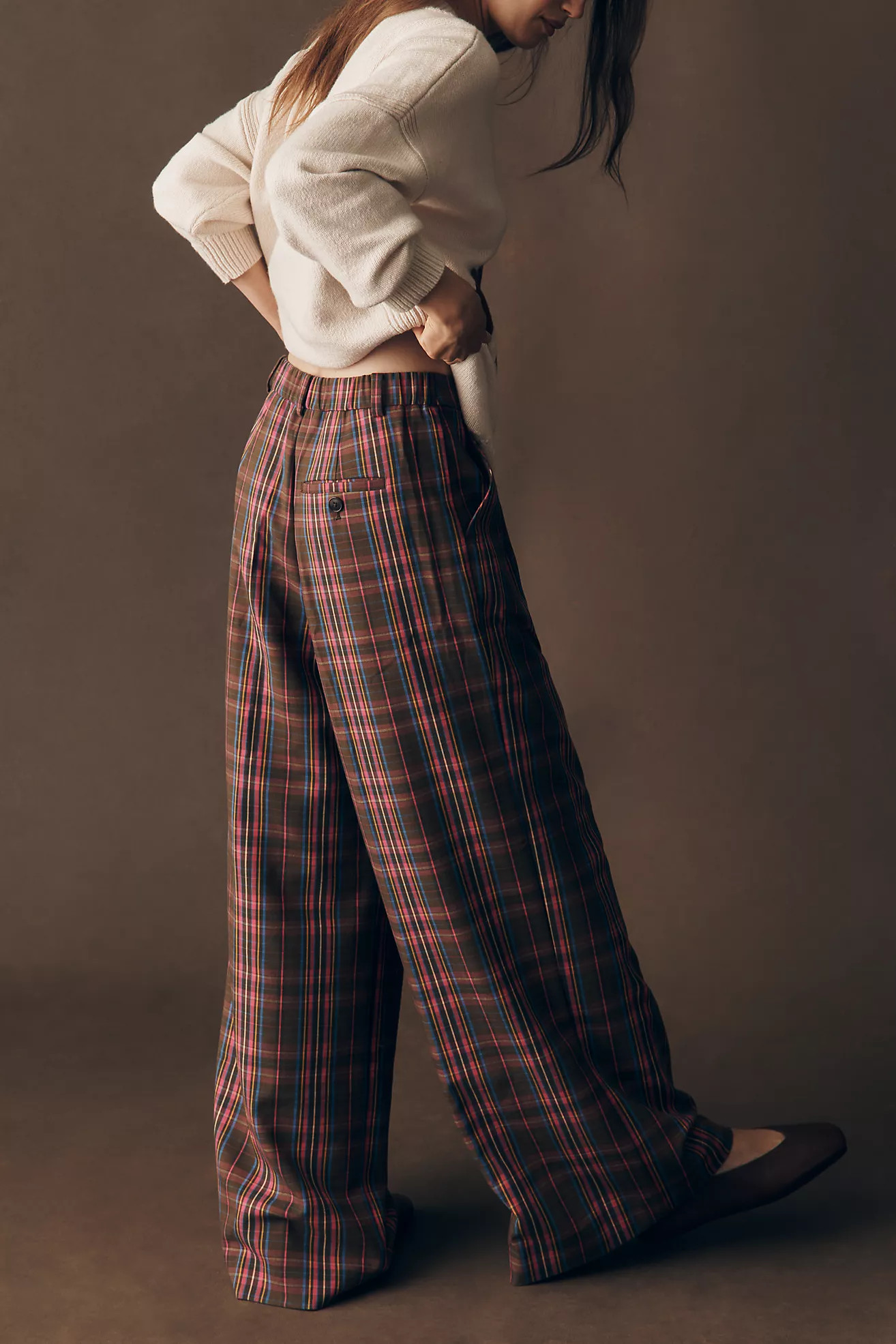 Avery Plaid Wide-Leg Trousers by Maeve | Anthropologie (US)