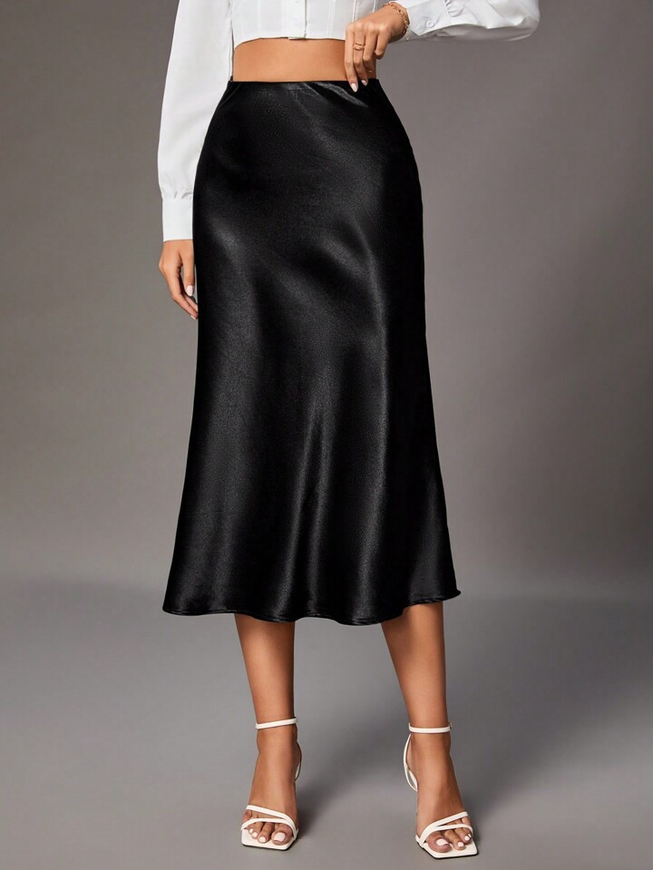 SHEIN Tall High Waist Elegant Satin Skirt | SHEIN