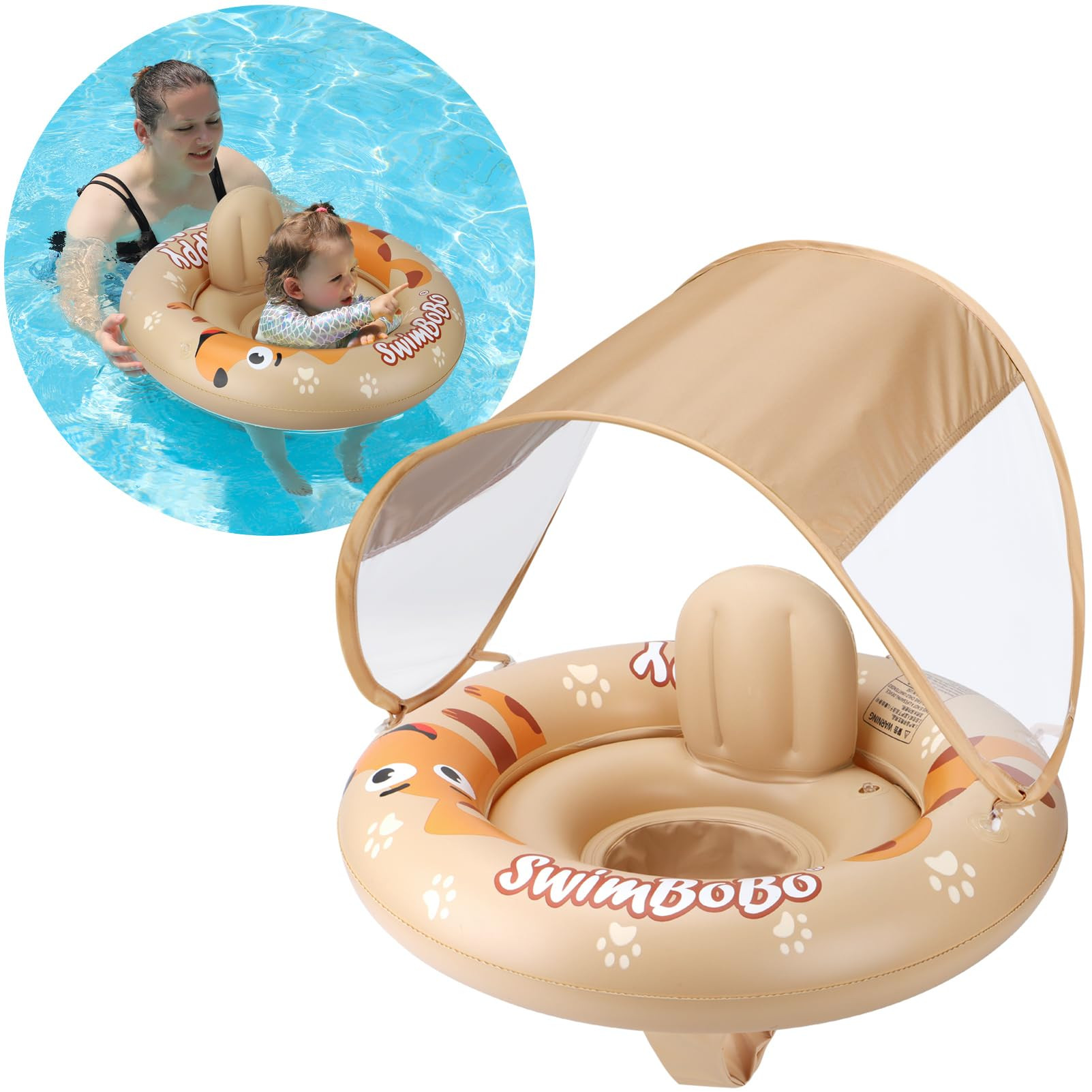 Swimbobo Inflatable Baby Swimming Float with Safe Seat and Canopy for Age 6-36 Months Toddler | Amazon (US)