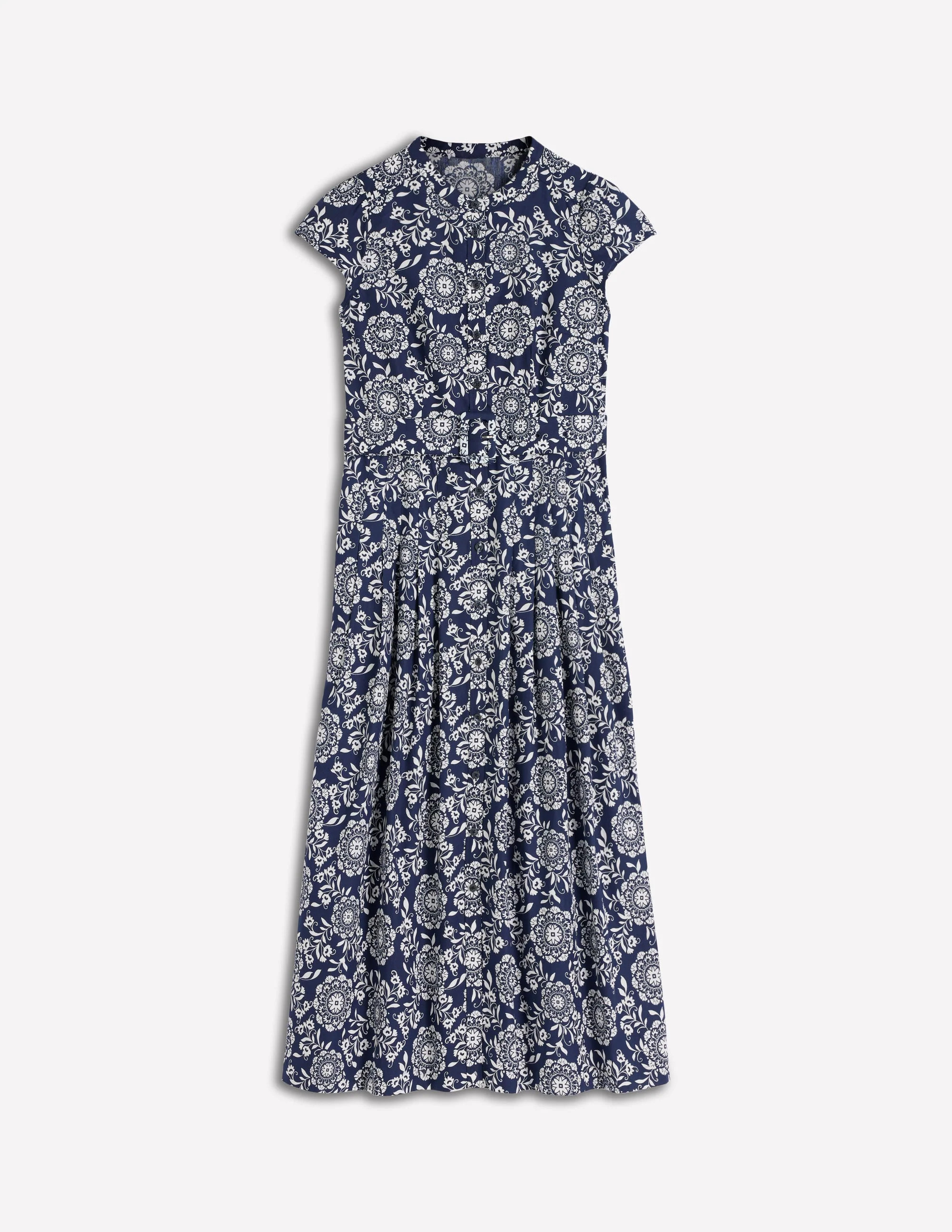 Arabella Cotton Maxi Dress-Navy, Decorative Blossom | Boden (US)