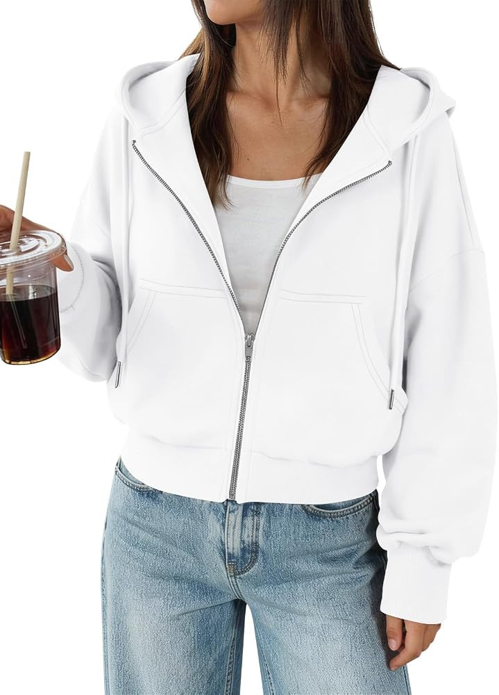 Trendy Queen Zip Up Hoodies For Women Cropped Sweatshirts 2026 Fall Outfits | Amazon (US)