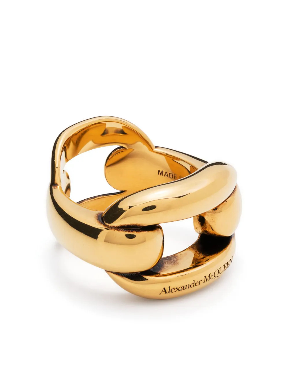 Alexander McQueen logo-engraved Chunky Ring - Farfetch | Farfetch Global