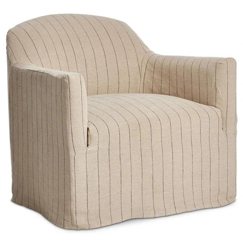 Lowell Lavon Flint Slipcover Swivel Chair | Kathy Kuo Home