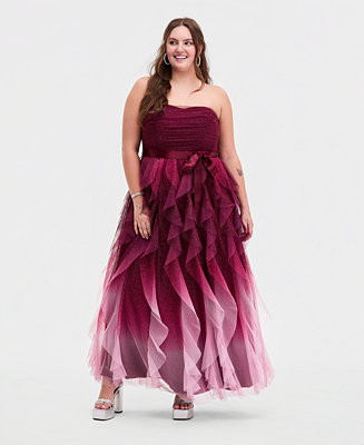 Trendy Plus Size Glitter Ombré Petal-Skirt Ball Gown | Macy's