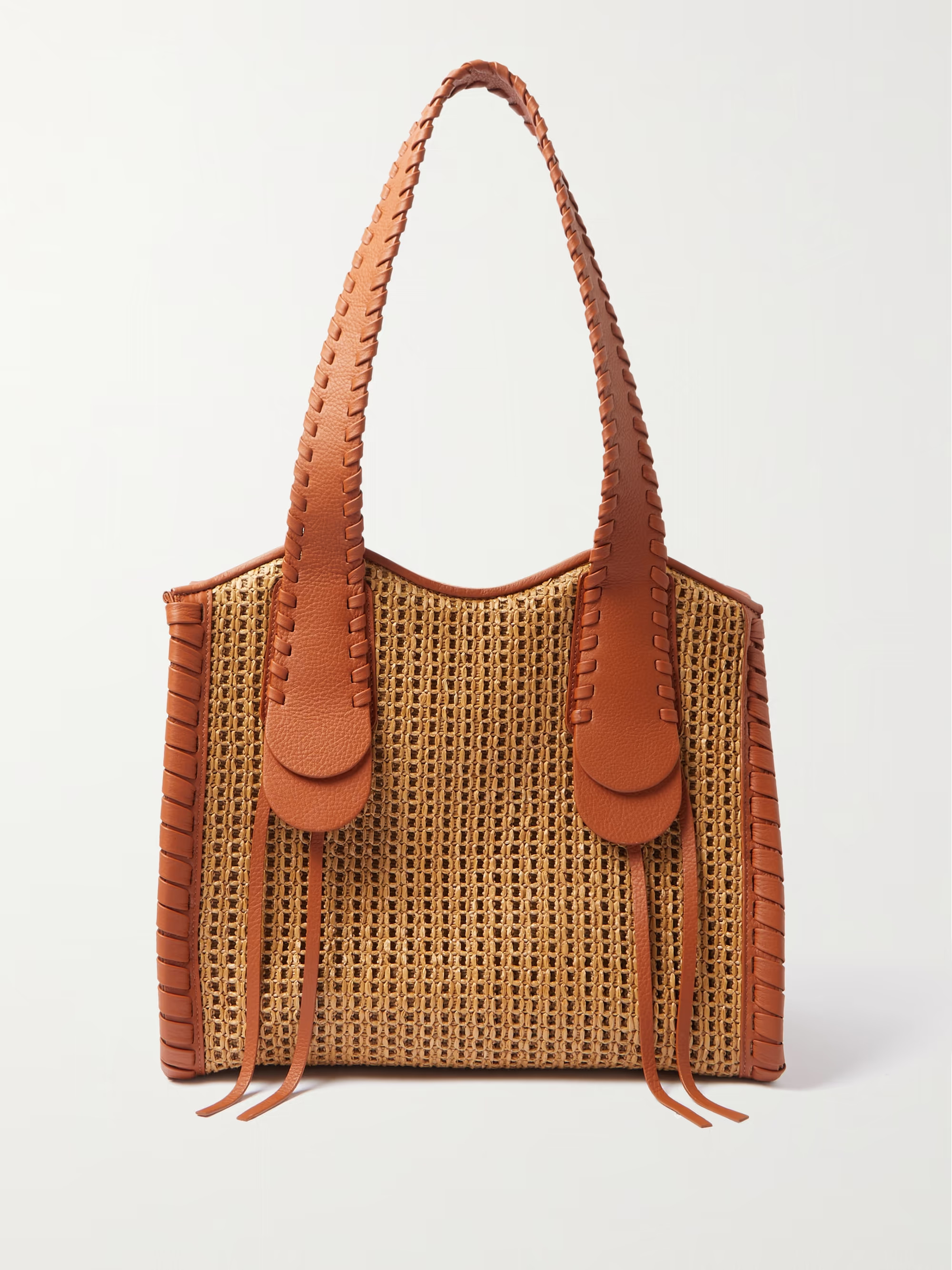 Mony medium braided textured leather-trimmed raffia tote | NET-A-PORTER (UK & EU)
