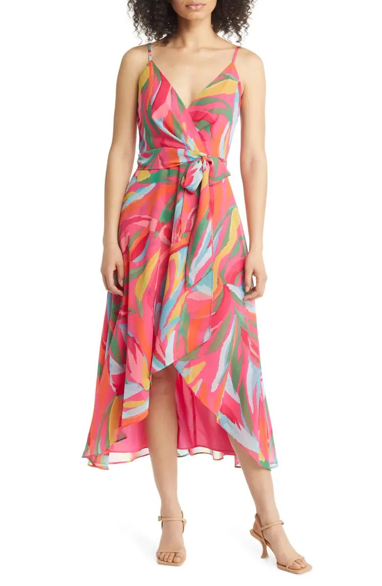Abstract Print Wrap Front Chiffon Dress | Nordstrom