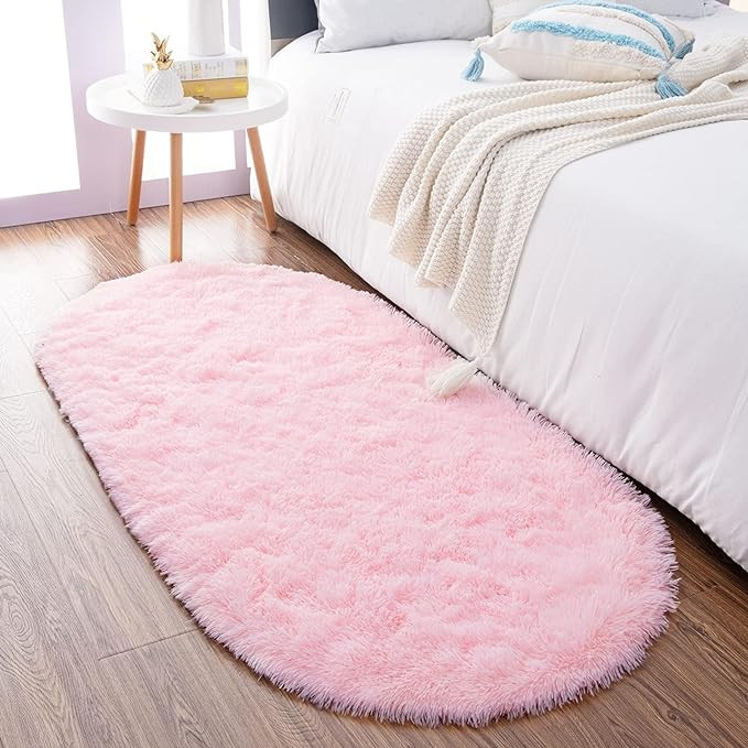 Noahas Ultra Soft Fluffy Rugs,Pink Area Rugs for Bedroom Shaggy Oval 2.6' x 5.3' Kids Bedroom Fuz... | Amazon (US)