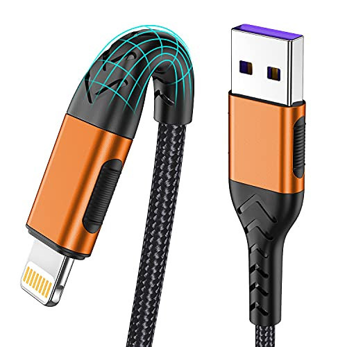 Durcord Compatible with iPhone Charger, 3Pack 10FT USB A Cable for Long Charger Cable, Fast Phone Charging Cord Compatible with Phone Xs Max/XS/XR/X/8/7/6S/6/Plus/SE/Pad(Orange) | Amazon (US)