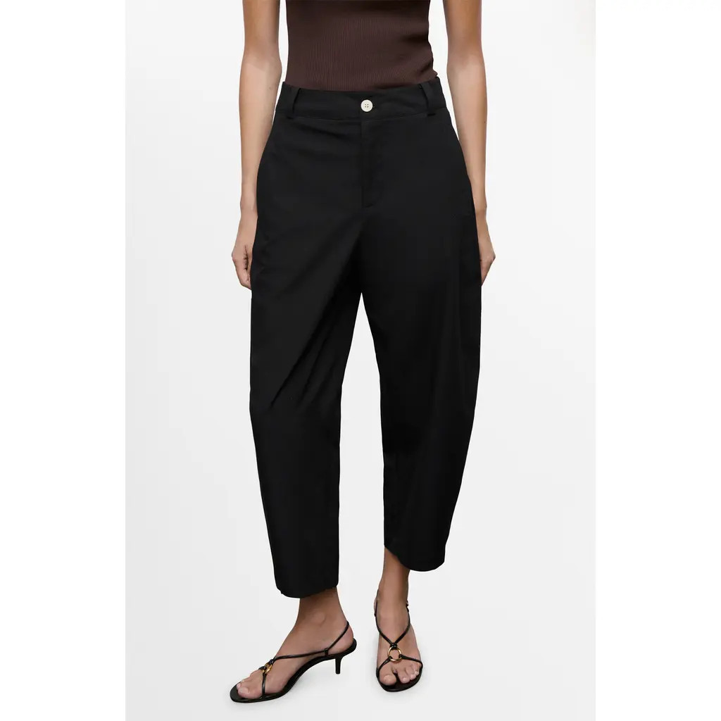 MANGO High Waist Ankle Barrel Leg Pants in Black at Nordstrom, Size X-Small | Nordstrom