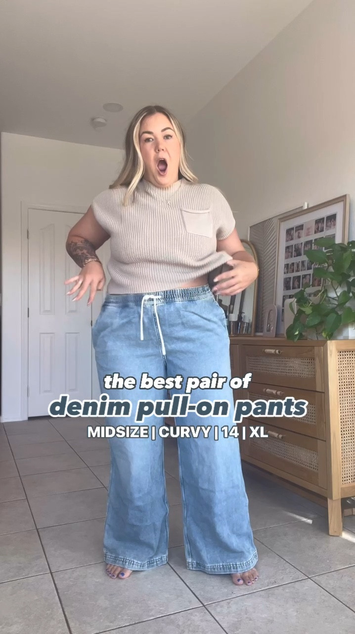 $20 pull-on denim pants that we can wear with tennis shoes to heels… and they fit SO WELL! 
📏 I’m 5’4” / 32/33 pant / size 14 / XL
📏 wearing size xl
🔗 + linked the other pieces I wore 

#LTKSaleAlert #LTKFallSale #LTKMidsize