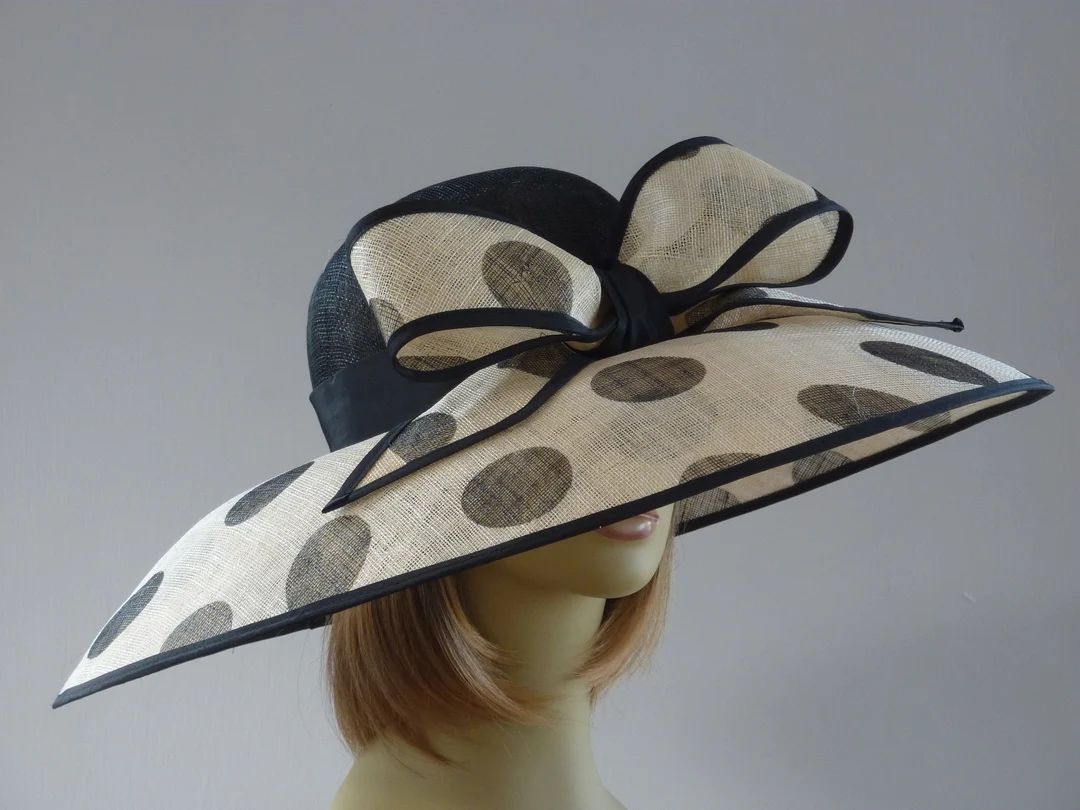 MADE TO ORDER Black Ivory Audrey Hepburn Sinamay Bow Hat Wedding Mother of the Bride Ascot Races ... | Etsy (UK)