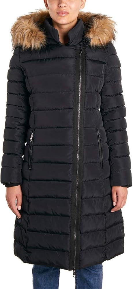 Nanette Lepore Women's Long Asymmetric Puffer Coat with Hood | Amazon (US)