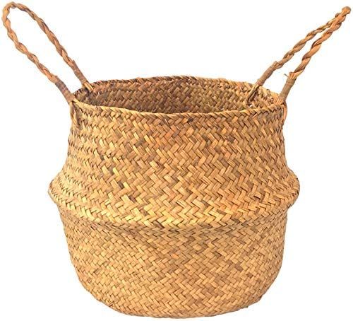 Woven Basket | Seagrass Baskets | Seagrass Storage Baskets | Rattan Baskets | Belly Basket for St... | Amazon (US)