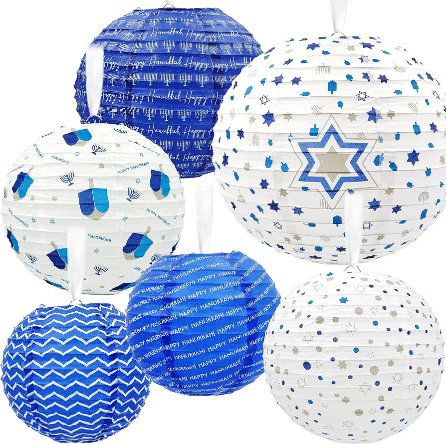 The Dreidel Company Hanukkah Hanging Ball Lanterns Ornaments 6 Piece, Hanukkah Decorations (Singl... | Amazon (US)