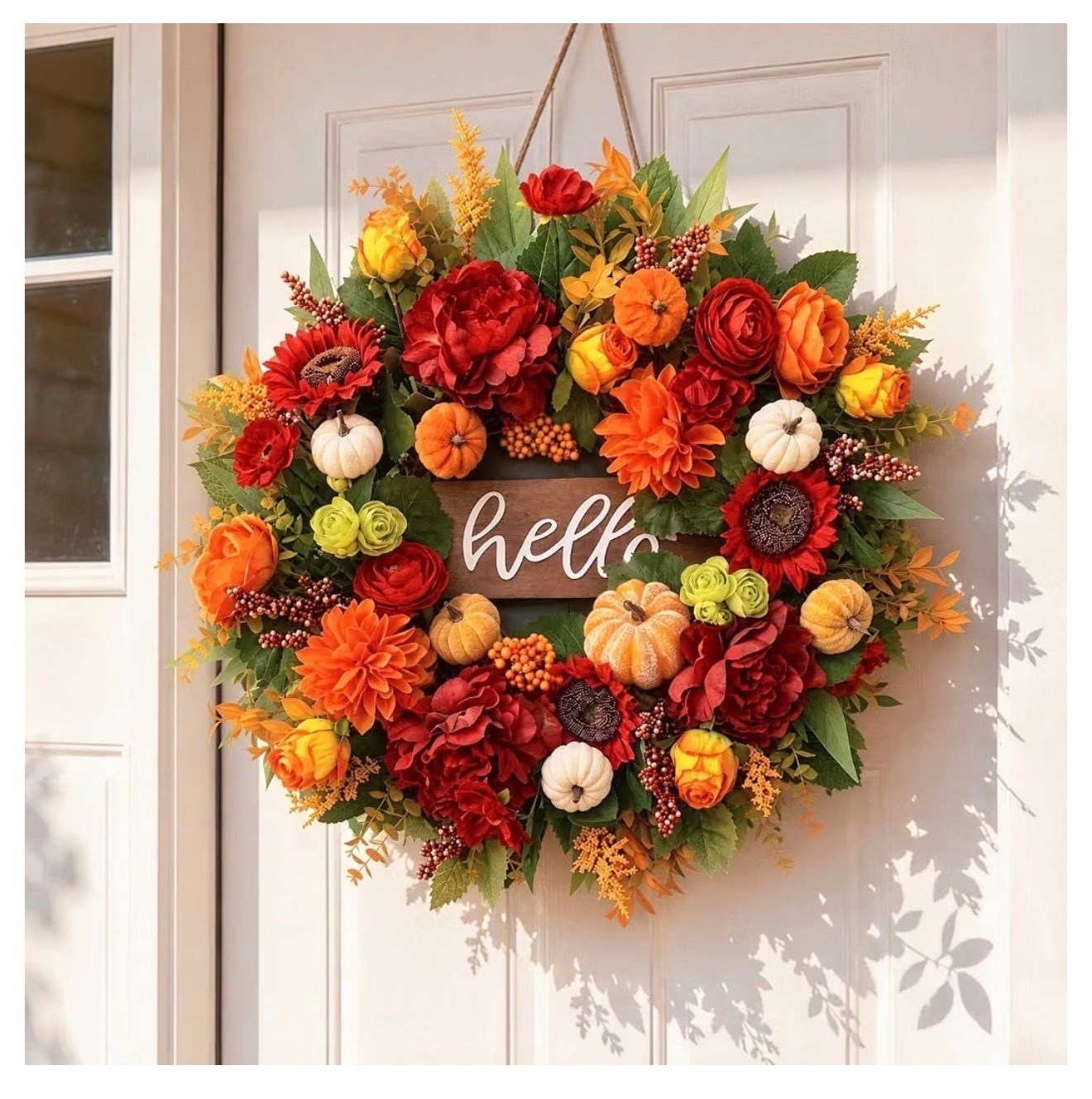 Funska 24 Inch Fall Wreath for Front Door,Farmhouse Harvest Door Wreaths
Autumn Wreath with Peonies, Dahlias, Roses, Velvet Pumpkins & Welcome Sign, Handmade Fall Door Wreath for Front Porch

#LTKmomlife #LTKHome #LTKSeasonal